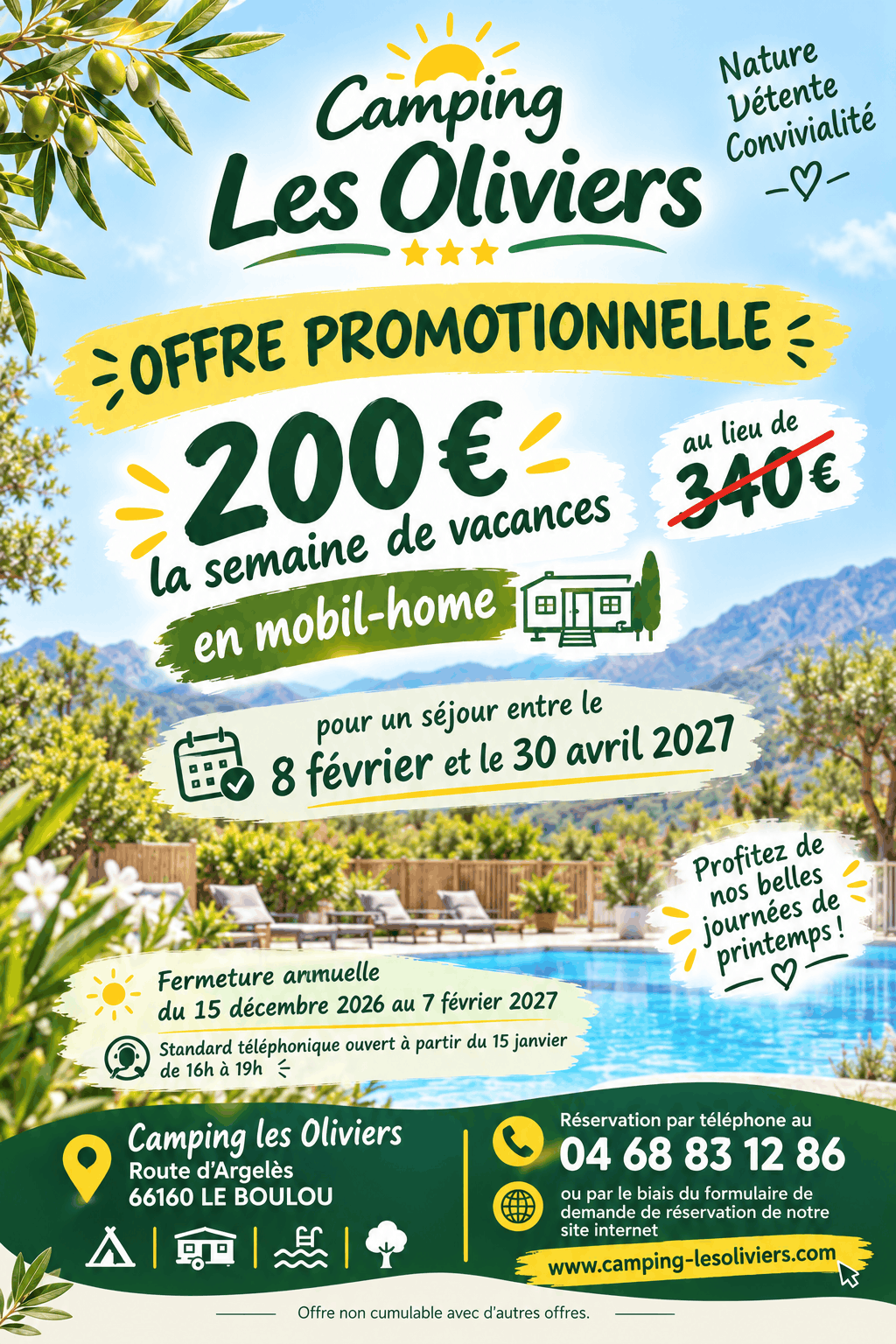 Offre printanière au Camping Les Oliviers(2) Offre printanière au Camping Les Oliviers(2)